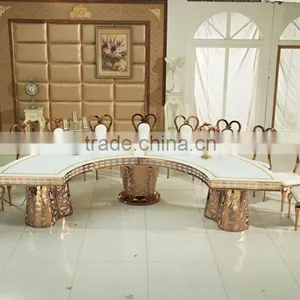 2017 Wedding Event Furnture Half Round With Led Stainless Steel Wedding Dining Table thumbnail-3