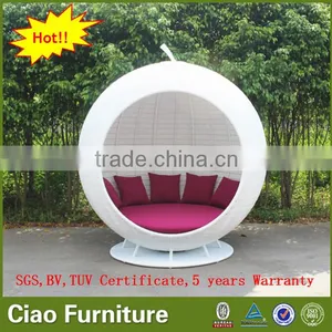 Hotel Outdoor Furniture Poolside Big Bed White Rattan Apple Sunbed thumbnail-5