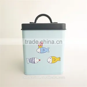Set of 5pcs Metal Dog Dry Food and Bird Pet Treats Storage Canister Tin Box thumbnail-5