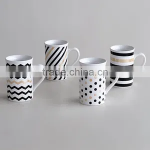2017 Hot Sale Stoneware Promitional Cheap Coffee Mug With Golden Design Printing thumbnail-4