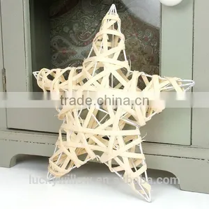 Folk Art Style Natural Wicker Decoration Hanging Star/ Christmas Willow Star thumbnail-1