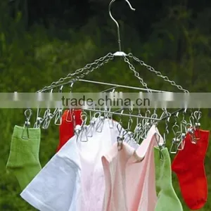 Stainless Steel Metal Clothes Hanger Socks Hanger Folding Drying Rack Hanger thumbnail-5