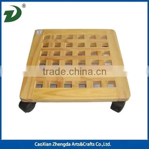 Modern Design Natural Wood Mat With Wheels for Your Flower Pot thumbnail-1
