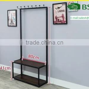 Clothes Hanging Cloth Garment Rack Stand Vintage Stand Closet Shelf Storage Garment Bedroom Clothing Rack With Shoe Storage thumbnail-1