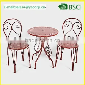 China Company Wholesale Cheap Outdoor Garden Patio Furniture Folding 3PC Table Chair Set Bistro Style Backyard Metal thumbnail-1