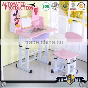 Nursery School Furniture Children Desk and Chair Study Table for Kids Cartoon Picture Metal Kid Table thumbnail-3