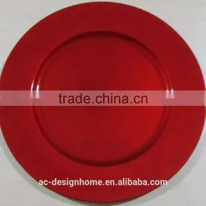 RED GLITTER PP PLASTIC CHARGER PLATE thumbnail-1