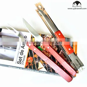 Set of 3 Hard Wood Handle Bbq Tool Set thumbnail-2
