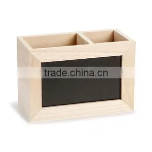Unfinished Wood Desk Organizer With Chalkboard thumbnail-1