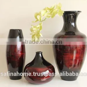 Round Colored Lacquer Flower Vase thumbnail-1