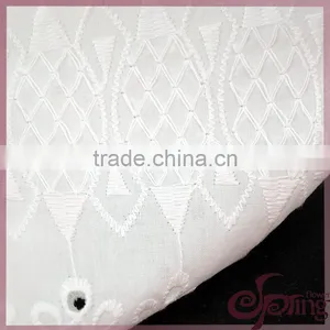 Elegant White Cut Work Cotton Lace Fabric,cotton Embroidery Fabric for Dress thumbnail-4