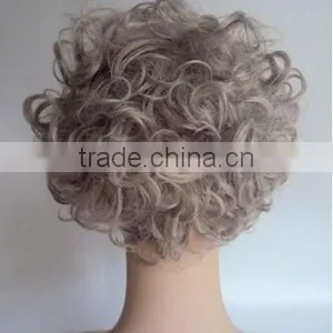 DELUXE GREY CURLY QUEEN ELIZABETH ROYAL OLD LADY GRANNY WIG thumbnail-3