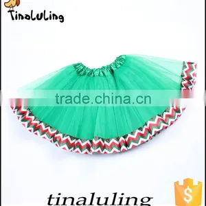 2016 Latest New Arrival Tulle Skirts Kids Christmas Green Tutus Baby Pettiskirts With Satin Ribbons thumbnail-1