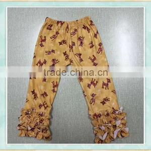 2017 Christmas Baby Girl Ruffle Pants Deer Pattern Yellow Color Cute Tigh Panties thumbnail-1