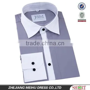 Slim Fit Contrast Color Casual Custom Long Sleeve Men Shirt thumbnail-3