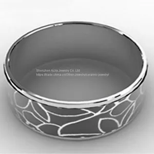 Black Enamel Silver Plated Stainless Steel Bangle For Gift thumbnail-5