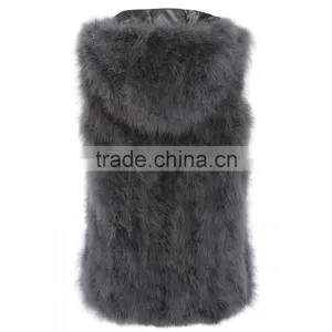 SJ007-01 Hot Sale Hooded Real Feather Clothes for Woman thumbnail-6