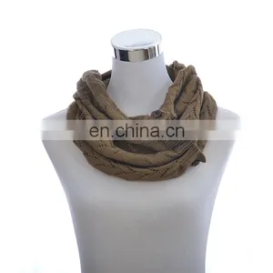 Infinity Bubble Knit Botton Scarves Various Colors thumbnail-3