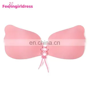 Hot Sale 4 Color Cloth Backless Strapless Invisible Push Up Magic Bra thumbnail-6