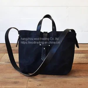 Waxed Canvas Shoulder Bag With Real Leather Shoulder thumbnail-1