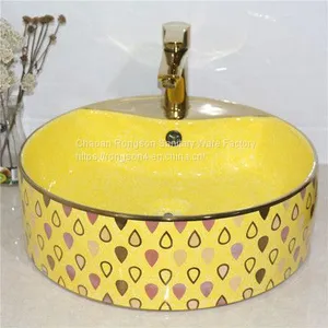 Wholesale Above Counter Ceramic Hand Painted Modern Round Basin in Good Sale thumbnail-4