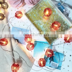 10L Led Iron Mesh Ball String Ceiling Light Christmas Parti Wedding Decoration Holiday Lighting Wall Lights Indoor Diwali Decor thumbnail-3