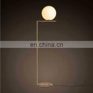 Modern White Glass Globe Shade Floor Lamp Golden Standing Lamp For Bedroom Living Room Home Lighting thumbnail-4