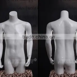Fiberglass Glossy White Half-length Male Mannequin on Sale thumbnail-4