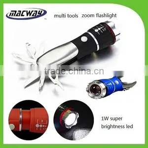 Hunting Camping Pocket LED Torch Zoom Multi Tool Knife Flashlight thumbnail-1