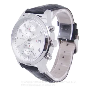 Stainless Steel Fashion Wrist Watch Man Quartz Watches Multi-function Genuine Leather Watch thumbnail-3