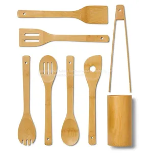 Wholesale Bamboo Utensil With Holder Tong From China Twinkle Bamboo Wood thumbnail-1