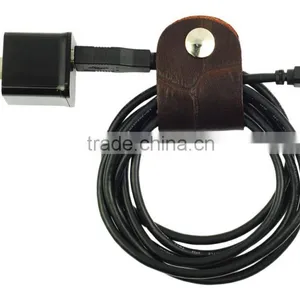 High Quality Gift Genuine Leather CLIPS Cable Tidy Data Cable Storage LEATHER CORD ORANGIZER thumbnail-5