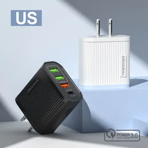 Travel 15w Display Phone Charger 3 USB Port+pd 3A Max Smart Fast Charger Travel Wall Charger Adapter thumbnail-4