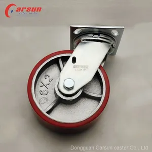 Heavy Duty Caster 6 Inch Iron Core PU Caster Wheel Industrial Swivel Castor Wheels Without Brake thumbnail-3