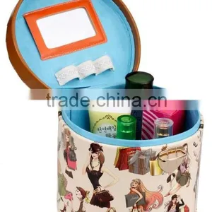 Printing Hard Leather Cosemtic Organizer Artist Train Case,leather Makeup Vanity Case,beauty Makeup Travel Carrying Case thumbnail-3