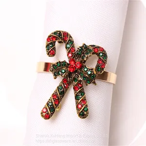 Cute Crutch Christmas Series Rhinestone Table Napkin Ring For New Year Festival thumbnail-1