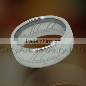 Classic Men Engraved Lord White Tungsten Ring thumbnail-1