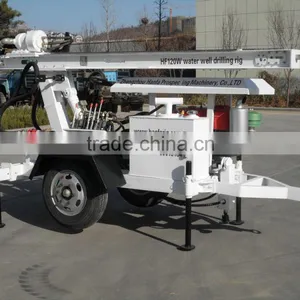 Welcomed in South America ! High Efficiency HF120W Trailer Hydraulic Portable Water Well Drilling Rig thumbnail-3