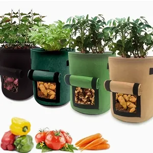 Durable PE Potato Planting Bags Eco-friendly Vegetable Grow Bag With Flap and Handles Greenhouse Garden Pot thumbnail-1