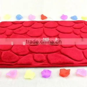Machine Made Modern Stone Design Red Coral Fleece Face Mat thumbnail-1