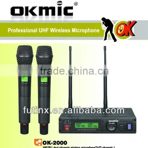 OK-2000 Dual Channels/UHF PLL 32/99 Channels True Diversity Recever Wireless Microphone thumbnail-1