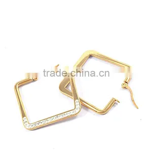 Square Shape Earrings Gold Stainless Steel Earrings for Women thumbnail-4