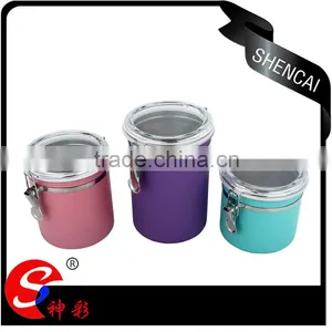 3pcs Colorful Stainless Steel Canister Jar Sets/kitchen Storage Jars/ Tea Tin See Through Lid thumbnail-5