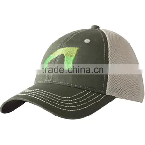 Wholesale Promotional Custom 100 Polyester 6 Panel Cheap Flat Brim Mesh Distressed Embroidery Patch Trucker Cap thumbnail-3