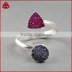 Druzy Wrapped Stone Ring in Sterling Silver Gems Ring Silver Rings With Cheap Price thumbnail-3