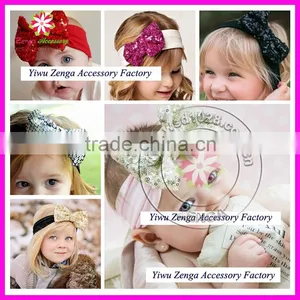 Large Sequin Bow Cotton Headband, Sequin Bow Headband, Bow Cotton Headband thumbnail-5