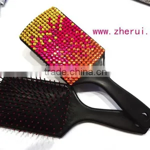Bling Rhinestone Design Plastic Rubber Plastic Hairbrushh thumbnail-1