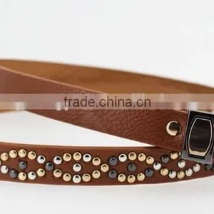 2015 Women's Fashion Beads Belt With Leather Belt With High Quality Leather in YiWu thumbnail-5