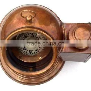 BEAUTIFUL HANDMADE REPRODUCTION BRASS BINNACLE COMPASS WITH OIL LAMP 13505 thumbnail-1