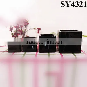 White Indoor Porcelain Square Flower Pot Wholesale thumbnail-2